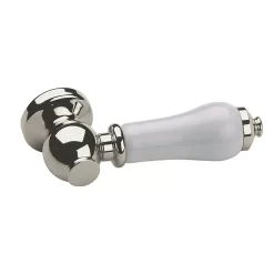 Imperial Polished Nickel Cistern Lever Handle With White Ceramic Handle